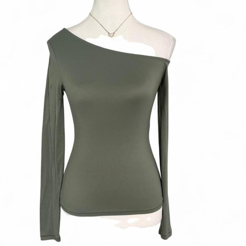 Wilfred One Shoulder Fitted Contour Top Size XXS  Basics sage green